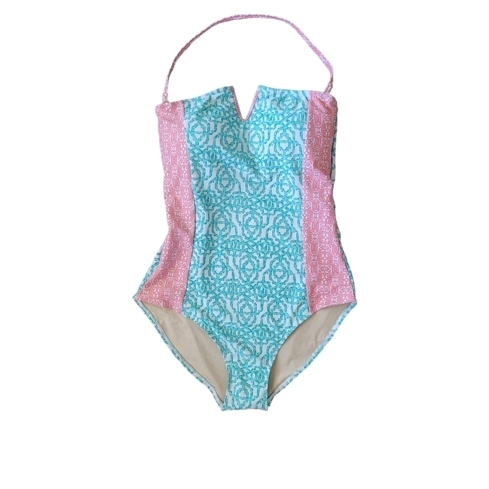 NWT Cabana Life One Piece Swimsuit Aqua Pink Batik Print